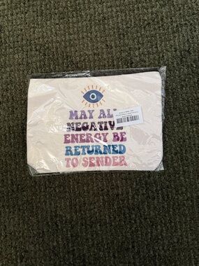 Canvas Pouch with 'May All Negative Energy Be Returned to Sender'